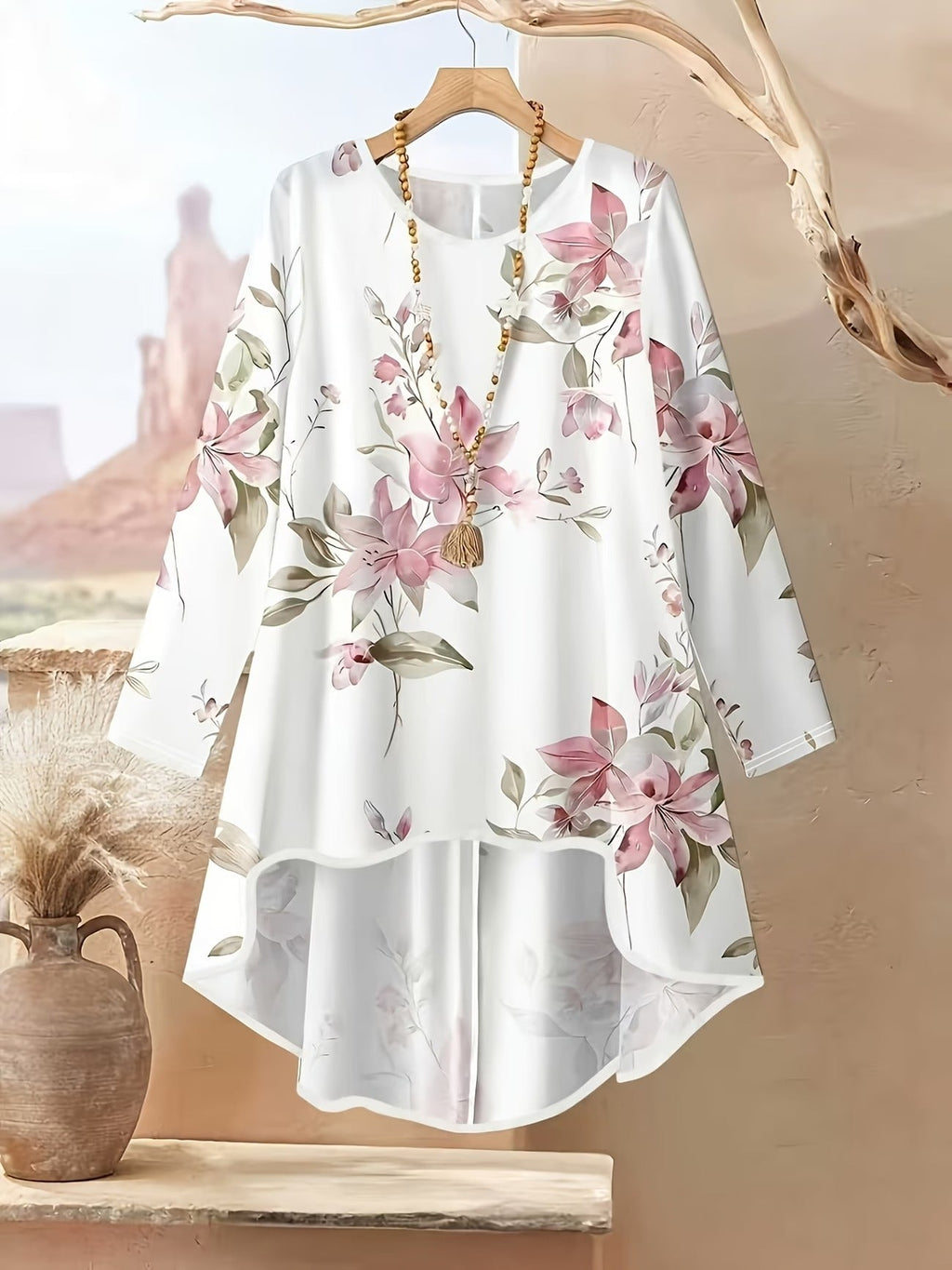 Autumn And Winter Women'S Vacation Printed Elegant Casual Loose Long-Sleeve Top And Pants Two-Piece Set for Fall